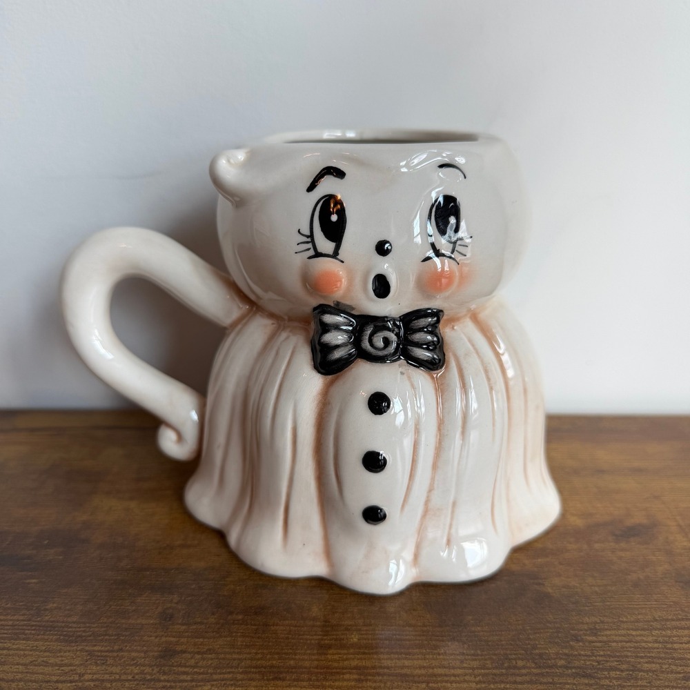 Johanna Parker Ceramic Mug Halloween Gus Ghost White Black Bowtie Cup Cute